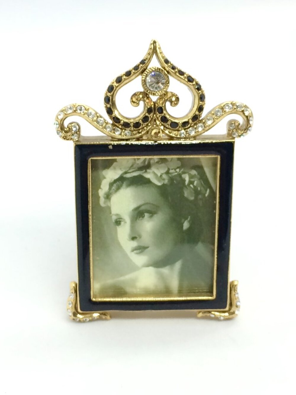JAY STRONGWATER FRAME Miniature Jeweled Picture Frame Black Rhinestones